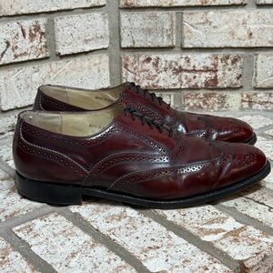 J. Allen Ltd. Men's Classic Antique Burgundy Brogue Leather Oxfords Lace Up 10.5
